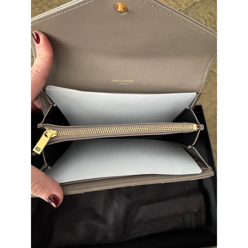 Saint Laurent Cassandra Large Flap Wallet Greyish Brown – Quilted Leather BNIB - Picture 9 of 11